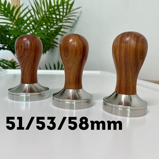 Tamper nén cà phê Inox 304 cán gỗ size 51/53/58