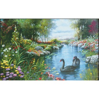 Tranh đính đá hồ thiên nga 88663 kt 67*42cm