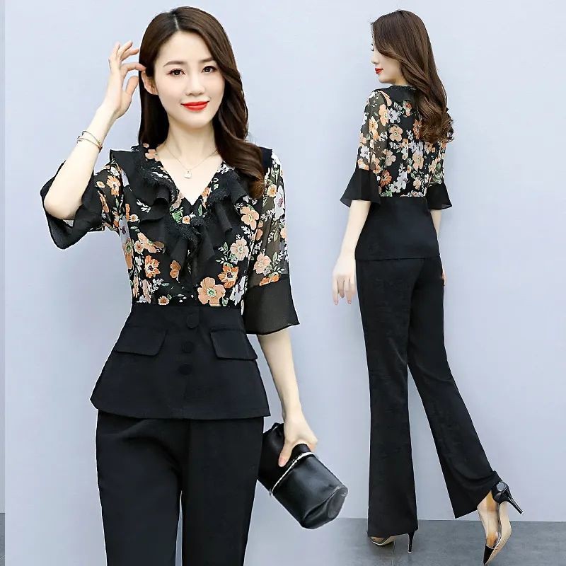 Bộ Đồ Công Sở Vải Chiffon Thời Trang Mùa Hè Cho Nữ