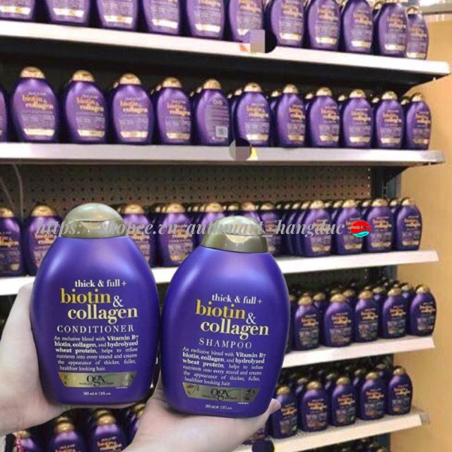 [Nhập Khẩu 100%] Dầu gội xả OGX Thick &amp; full + biotin &amp; collagen 385ml Đức
