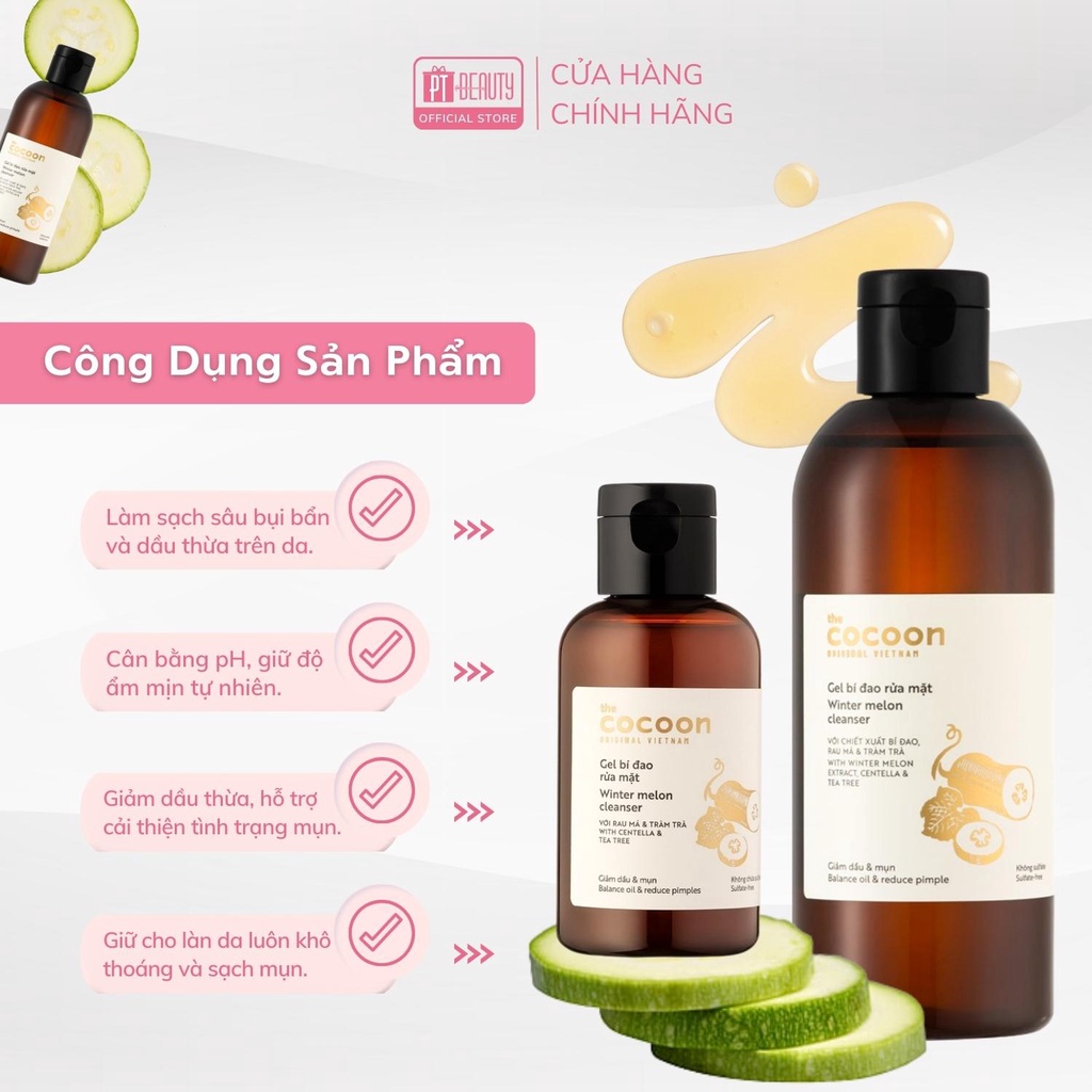 Gel Rửa Mặt Bí Đao Thuần Chay Cocoon Giảm Dầu Mụn