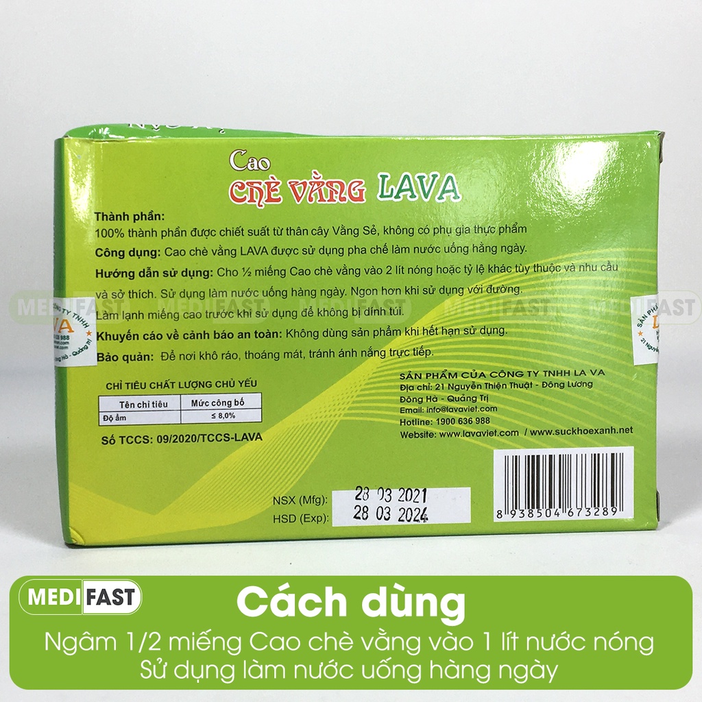 Cao chè vằng Lava lợi sữa cho mẹ bầu sau sinh hộp 5 gói lá vằng giảm mỡ mụn nhọt thải độc gan hỗ trợ tiểu đường