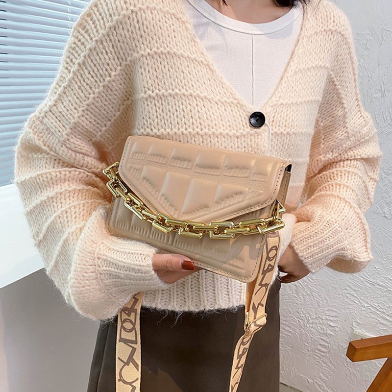 Túi Đeo Vai Dây Xích Bản Rộng In Chữ Phong Cách Hàn Quốc Cho Nữ