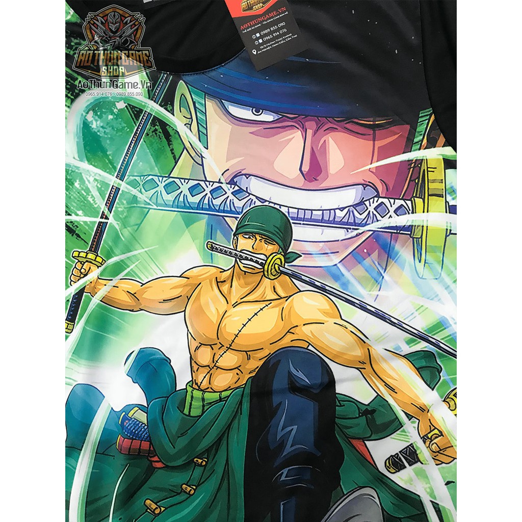 Áo anime one piece zoro 3d đen đẹp phông one piece zoro