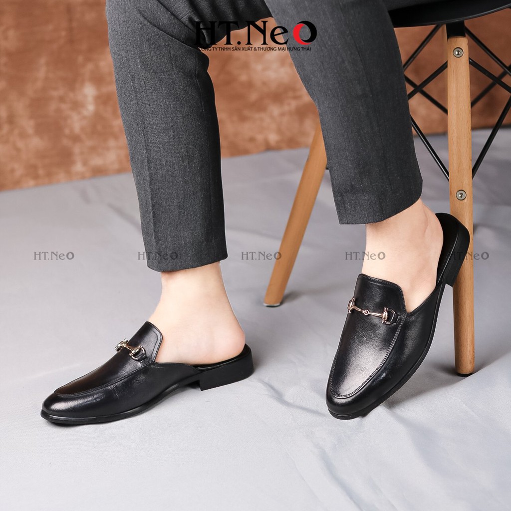 Giày mules nam - Giày sục nam HT.NEO Mẫu sục nam da bò thật cao cấp, Khuy kim loại sang trọng , đế phip gỗ xịn S002 | BigBuy360 - bigbuy360.vn