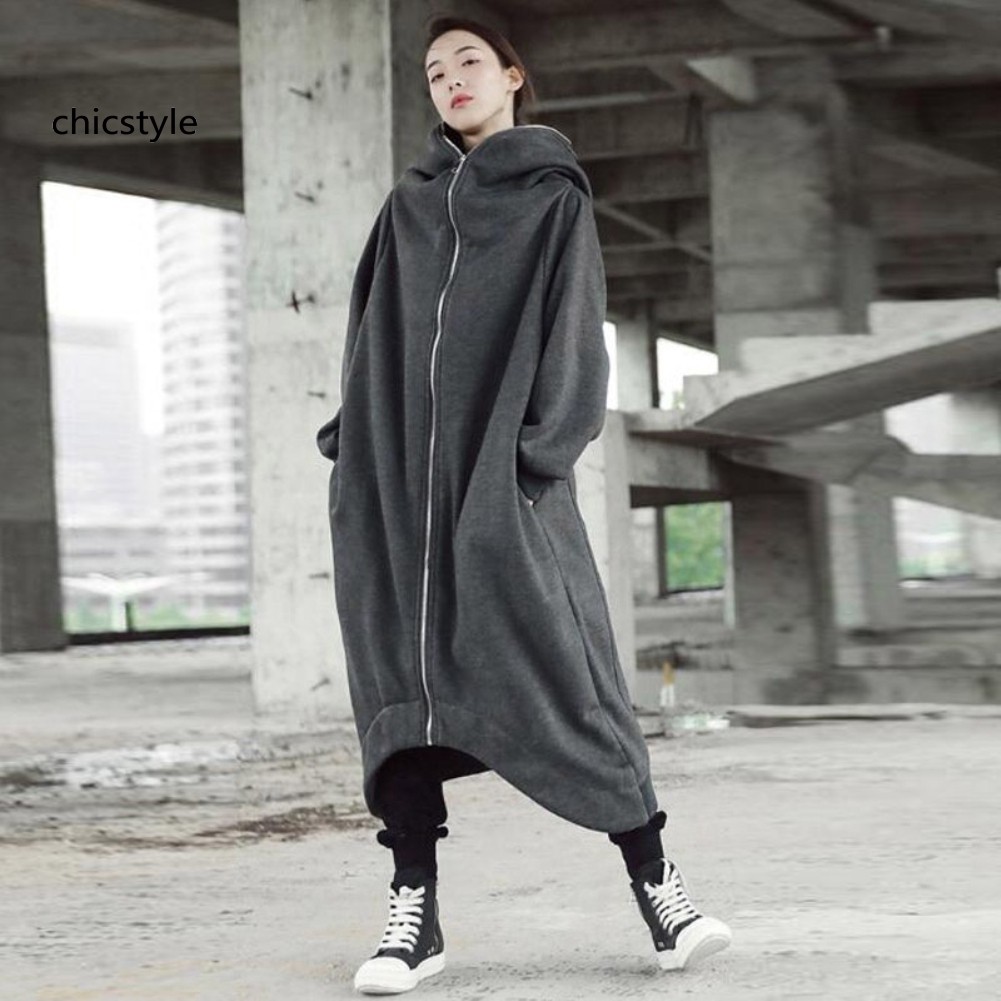 Áo khoác dài dáng rộng có mũ thời trang cá tính | BigBuy360 - bigbuy360.vn