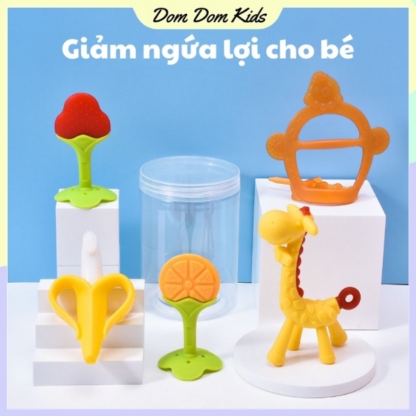 Gặm nướu cho bé nhiều hình bắt mắt, chất liệu silicone an toàn, không mùi không độc hại - Dom Dom Kids