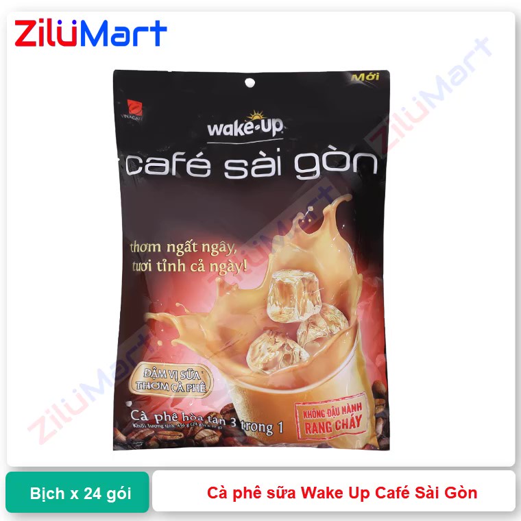 Bịch 24 gói cà phê sữa Wake Up Café Sài Gòn loại 456g