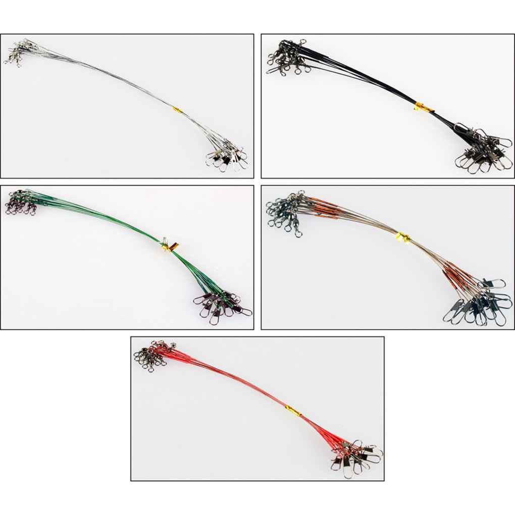 Bộ 10 dây gắn mồi câu và dây câu cá có móc bằng thép không gỉ