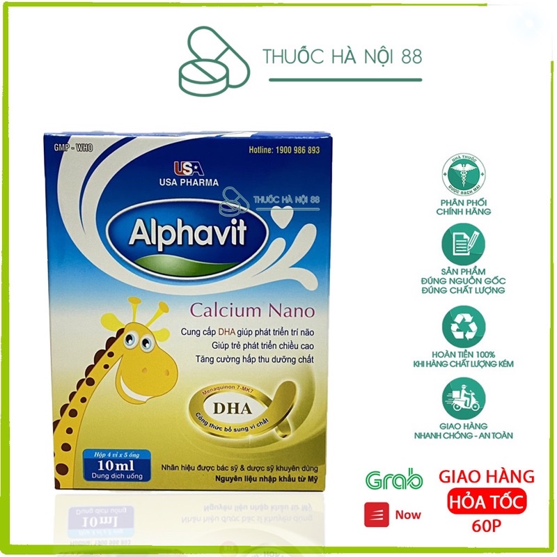 ALPHAVIT CALCIUM NANO tăng cường canxi cho hệ xương chắc khỏe HỘP 20 ống