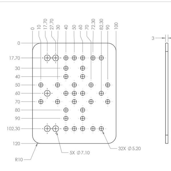 Openbuilds pad bắt bánh xe v-slot cho nhôm định hình 2040 4040 kích thước 100m x 120mm 47 lỗ bắt ốc tiện lợi