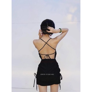 đầm đan dây nhún