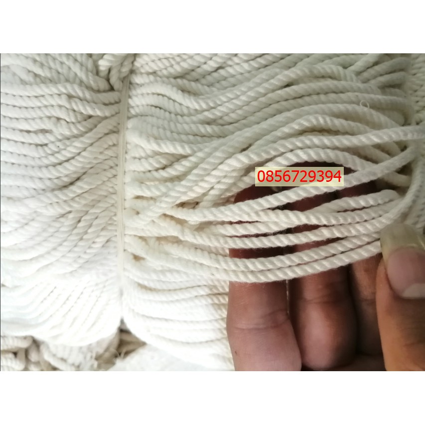 Dây thừng macrame se cotton, dây thừng trang trí size 2mm màu trắng kem