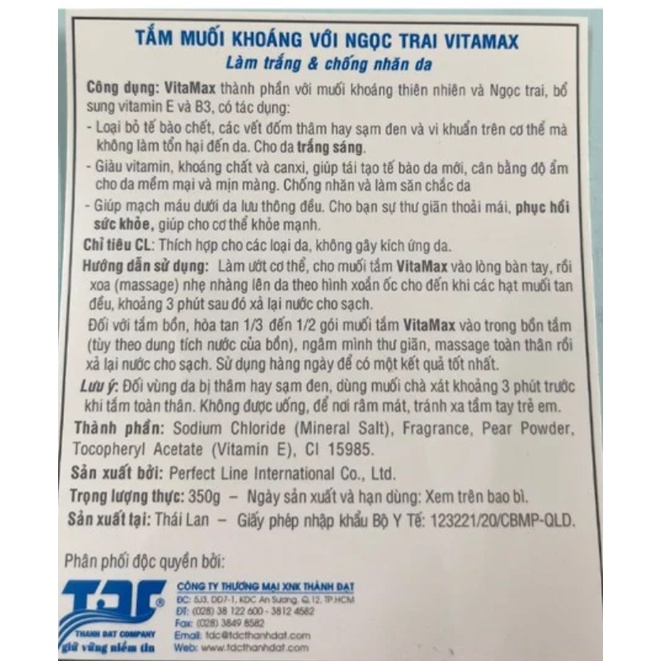 Tắm Muối Khoáng Ngọc trai Vitamax 300g