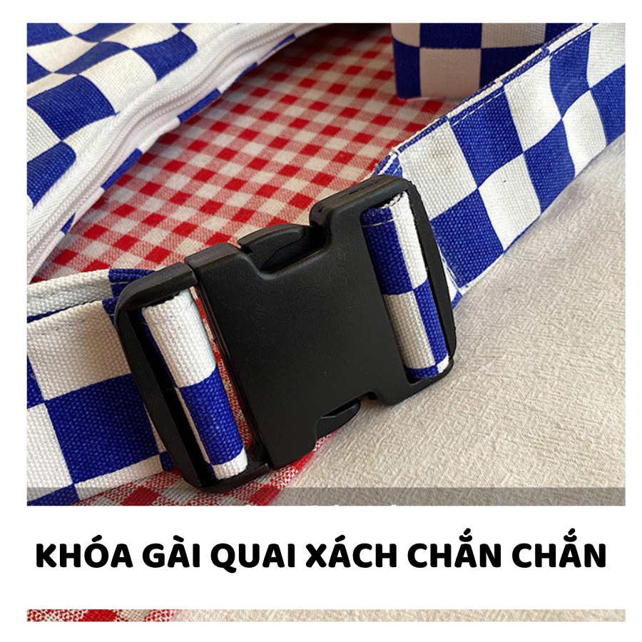 [Nowship2h] Túi Xách Đeo Chéo (Túi Tote) Canvas Caro Cỡ Lớn Đeo Vai Phong Cách Hàn Quốc Học Sinh, Sinh Viên - Mã XT061
