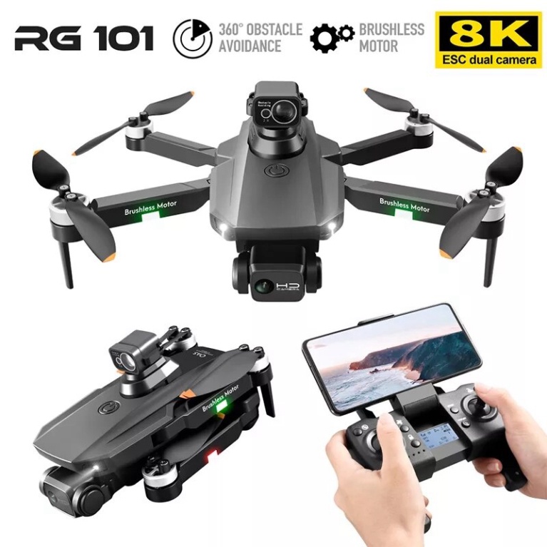 Máy bay drone RG101 MAX 2 camera HD - trang bị cảm biến va chạm OAS, Flycam mini quay phim chụp ảnh kết nối wifi