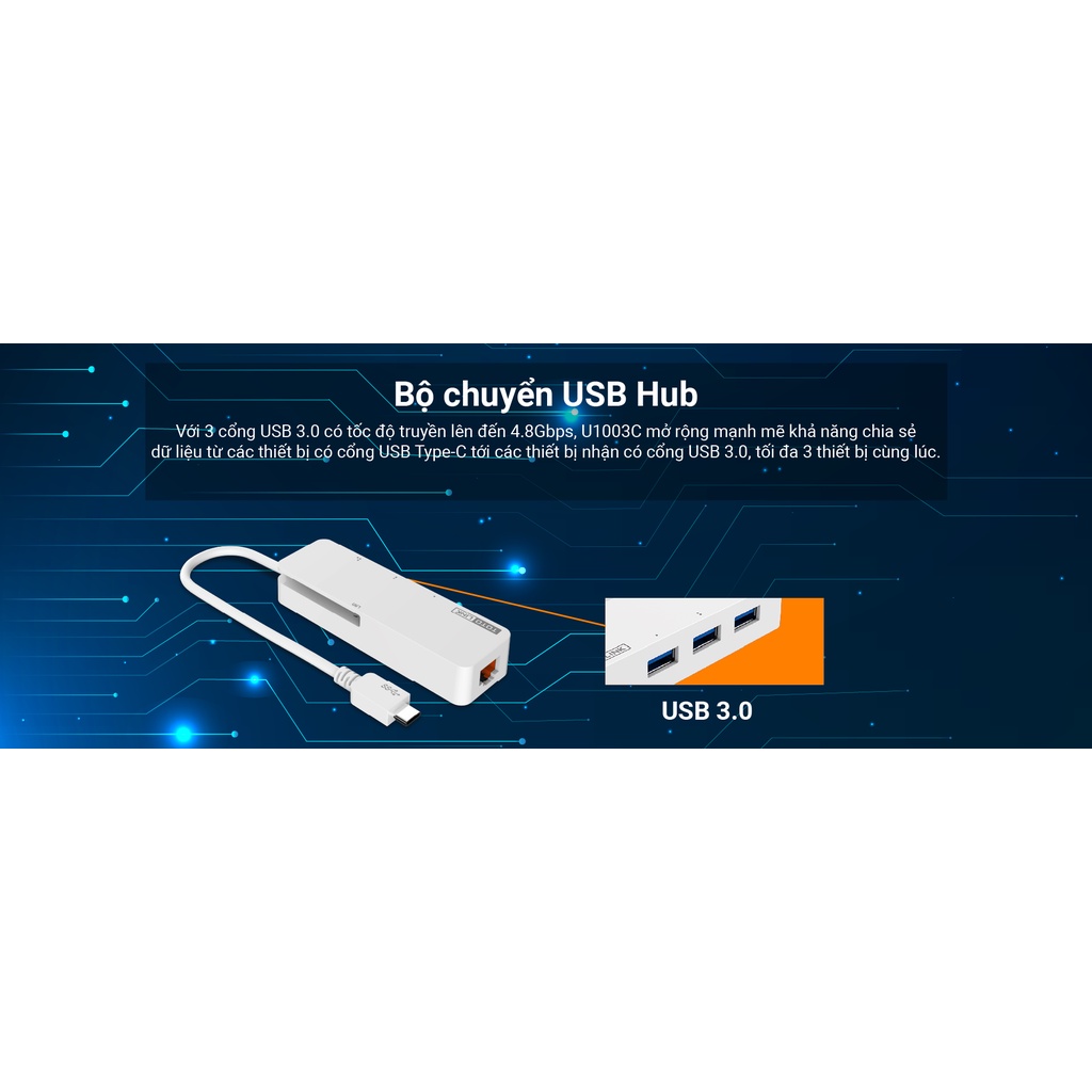 Bộ chuyển đổi USB Type-C sang Ethernet RJ45 Gigabit và 3 cổng USB 3.0 TOTOLINK U1003C