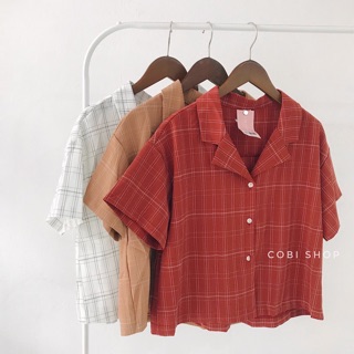 Áo sơmi cổ vest kẻ