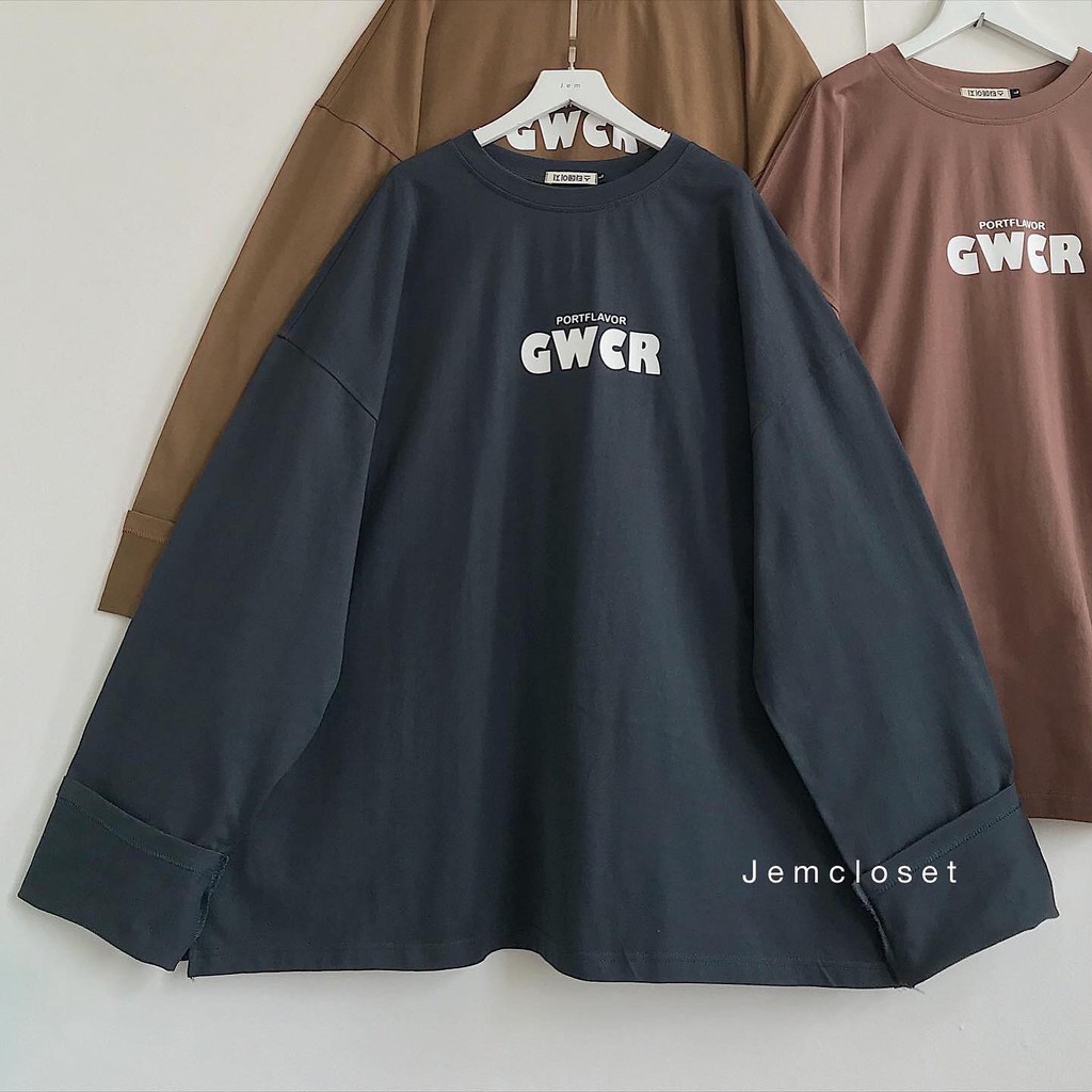 Áo Thun Nữ Tay Dài Form Rộng JEMCLOSET Gwcr Phong Cách Phông Bassic Đơn Giản Nhiều Màu Dễ Phối Đồ 1803