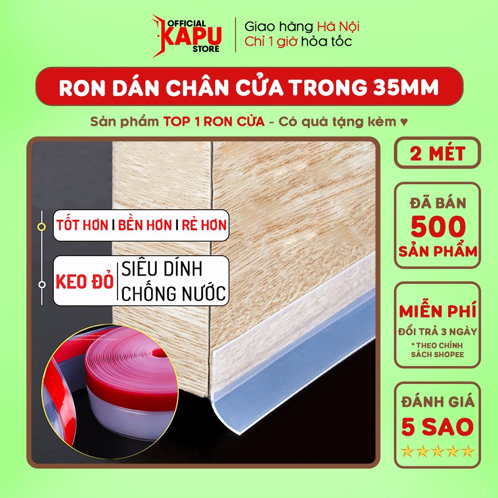 Ron Dán Chân Cửa Dài 2 mét Ngăn Chống Côn Trùng Ruồi Muỗi Gián Che Khe Hở Chân Cửa Rộng 35mm Màu Trong