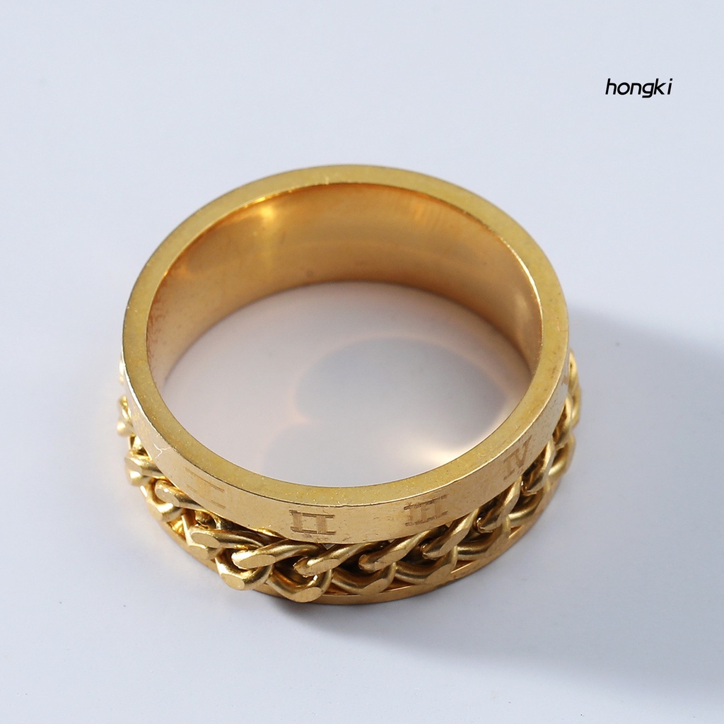 Nhẫn Thép Không Gỉ Khắc Số La Mã Thời Trang Cho Nam