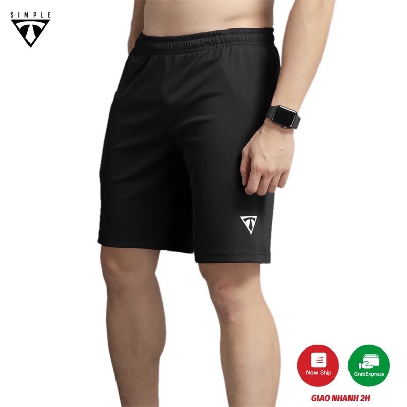 Quần short nam gió dù, quần thể thao nam có tui khoa lô gô tam giác