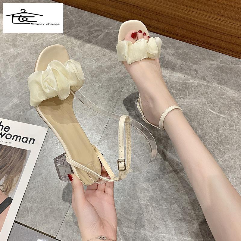 Giày Sandal Cao Gót Hở Ngón Quai Đính Đá Pha Lê Phong Cách Roman Hàng Mới 2022 Thời Trang Mùa Hè Dành Cho Bạn Nữ