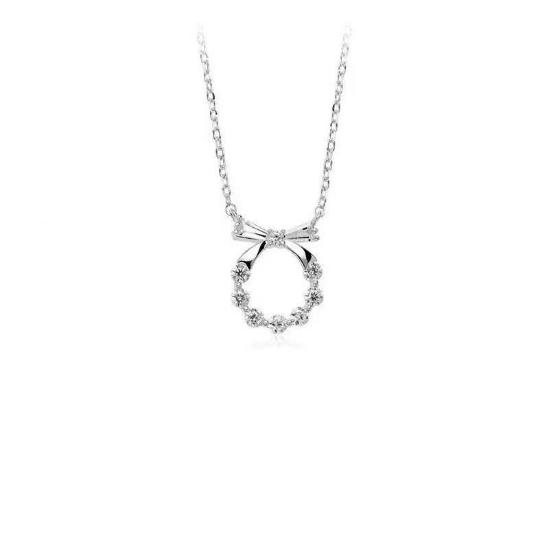 Vòng cổ Hợp Kim Mặt Hình Nơ Đính Đá Zircon Sang Trọng Thời Trang Dành Cho Nữ
