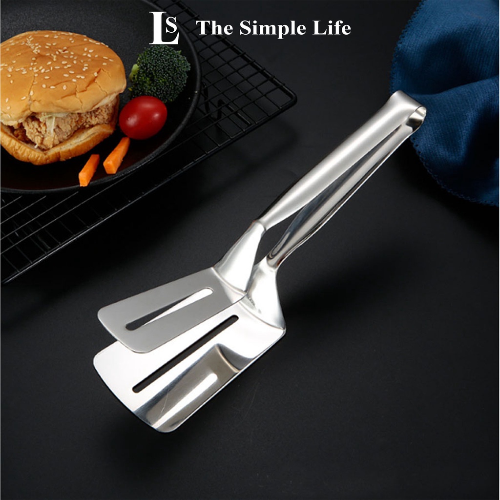 Kẹp gắp thức ăn bằng inox, kẹp inox gắp thức ăn, đồ chiên, xẻng xúc lật thực phẩm chiên đồ ăn cao cấp [CHÍNH HÃNG]