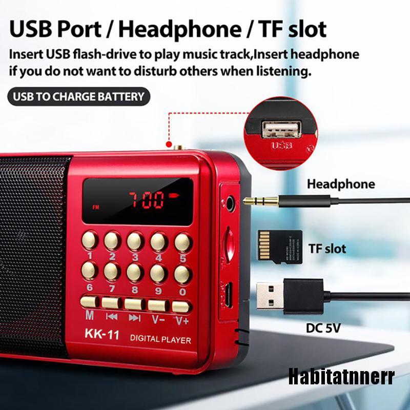 Radio Fm Usb Tf Mp3 Mini Cầm Tay Có Thể Sạc Lại