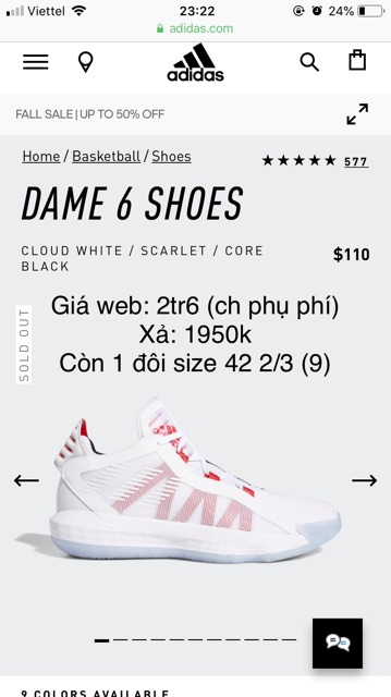 Thanh lý Giày Adidas Dame 6