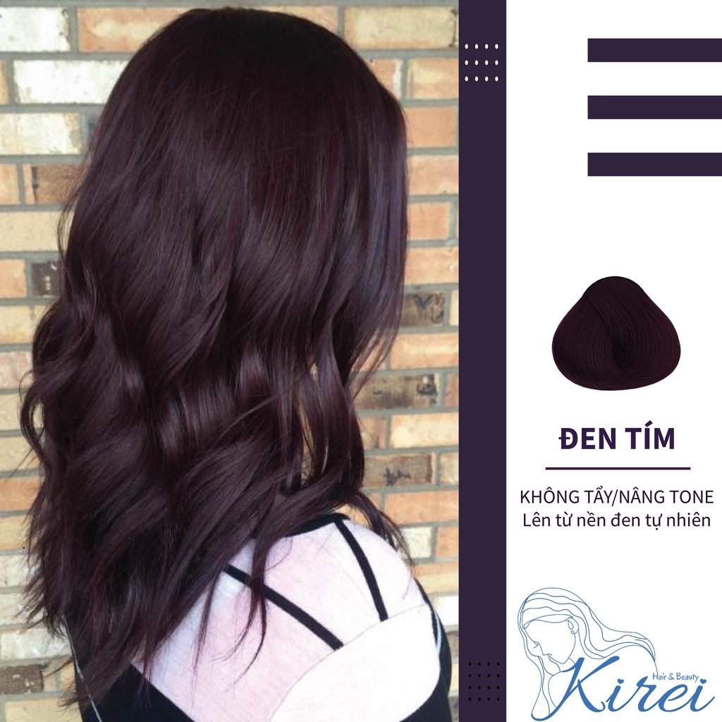 Thuốc nhuộm tóc màu ĐEN TÍM không cần tẩy tóc Kirei Hair, KireiHair, KIREIHAIR