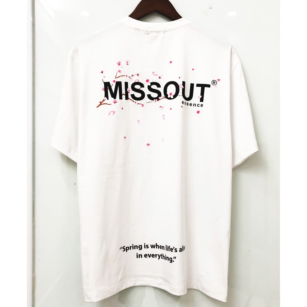 Áo thun nam nữ MISSOUT HOA ĐÀO, áo thun tay lỡ nam nữ unisex , Dricco_offcia