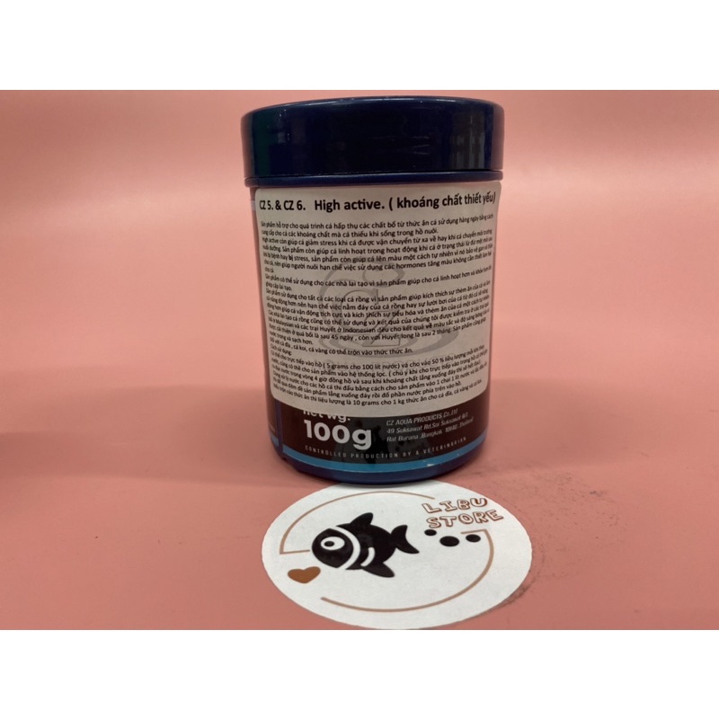 Khoáng chất High Active giúp tăng khả năng hấp thụ thức ăn cho cá rồng lọ 100g và
