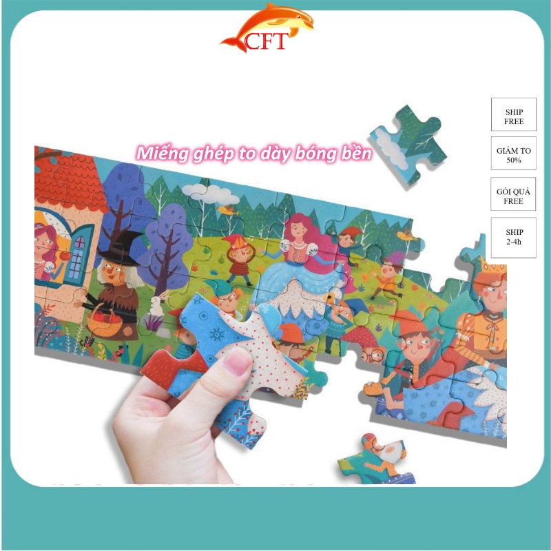 Xếp Hình Cho Bé Từ 3 Tuổi Bộ Ghép Hình Puzzle Cao Cấp Mideer 36 Mảnh 4 Mẫu Cổ Tích Bạch Tuyết Alice Ba Chú Heo Khăn Đỏ