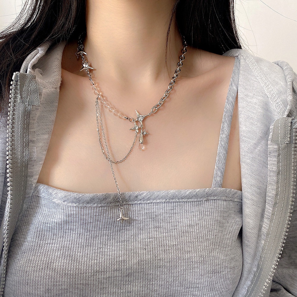 Dây chuyền chuỗi xích mặt thánh giá đính đá lấp lánh thời trang sang trọng 19A1293