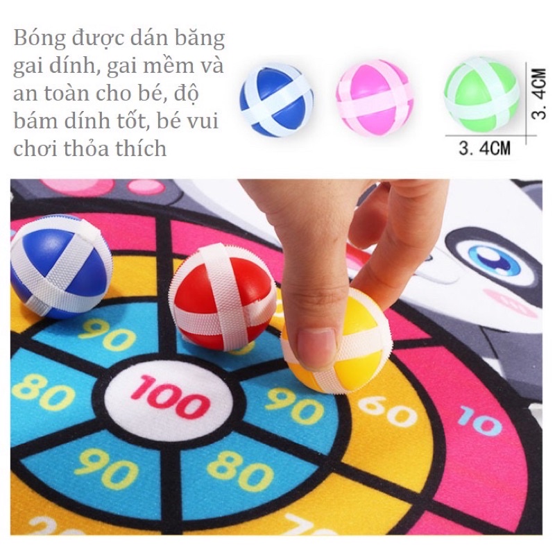 KÈM 3 BÓNG - Bảng bóng ném dính có móc treo dán tường