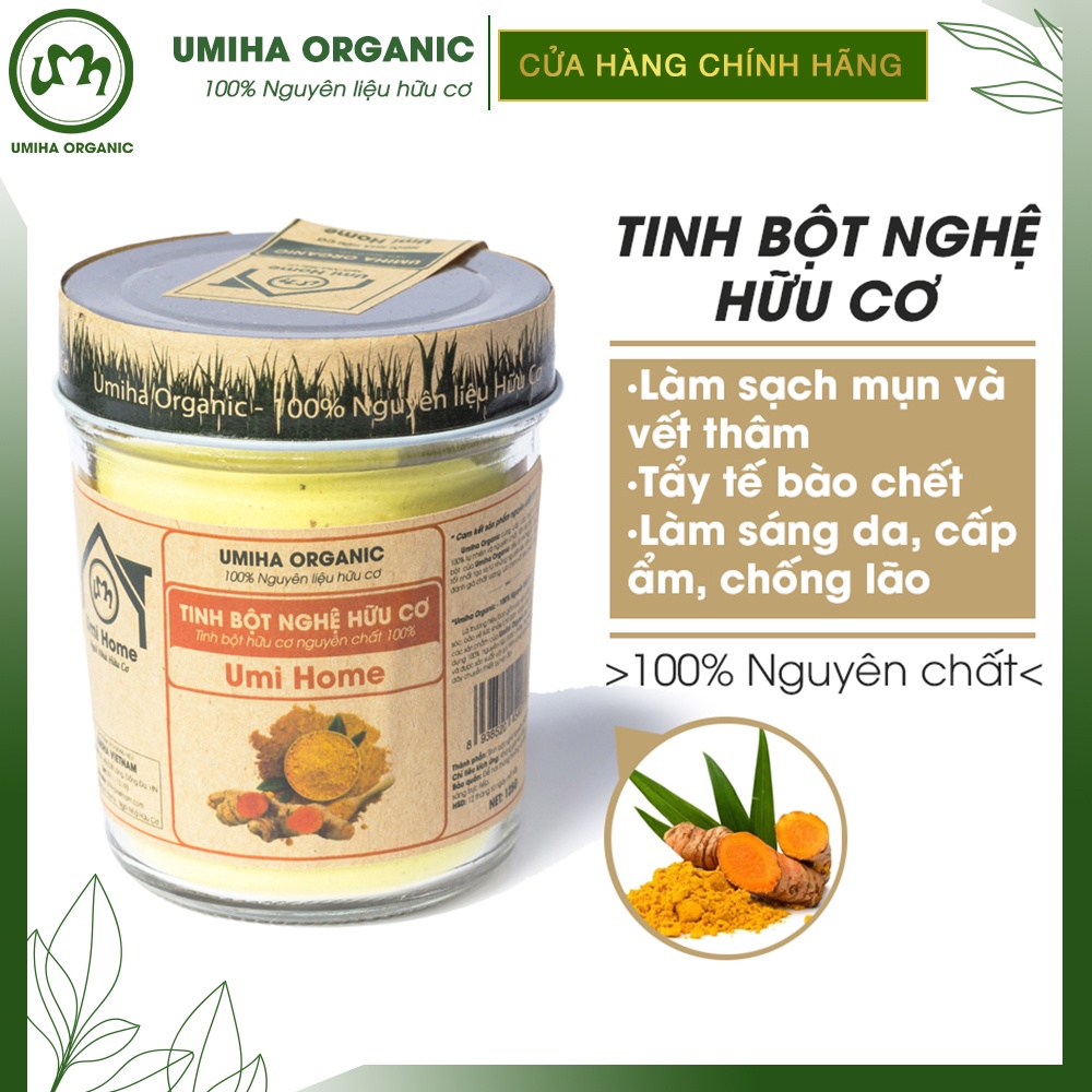 Tinh bột Nghệ hữu cơ UMIHOME nguyên chất 135G đắp mặt nạ trắng da, ngừa mụn thâm nám, lão hóa và nếp nhăn