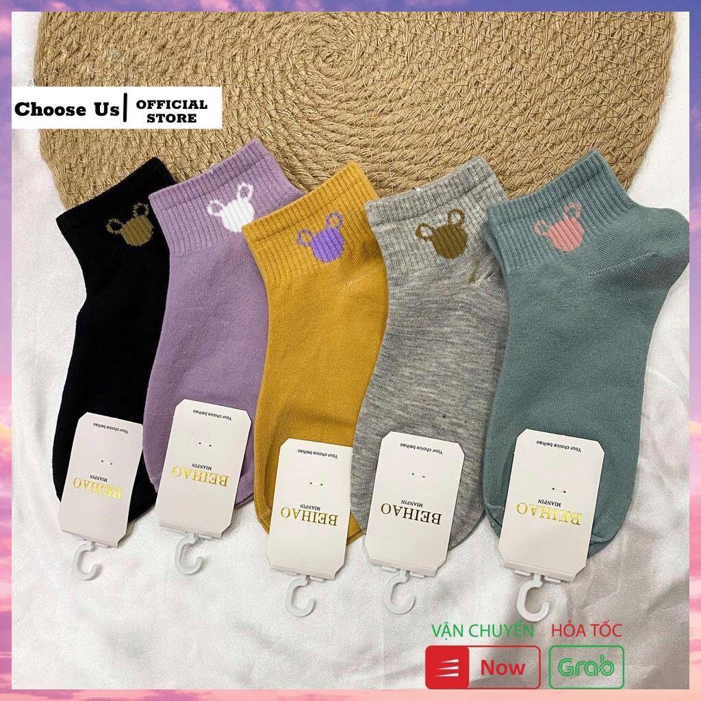 Tất chân nữ Choose Us hình con gấu, tất cổ ngắn nữ cao cấp CT001