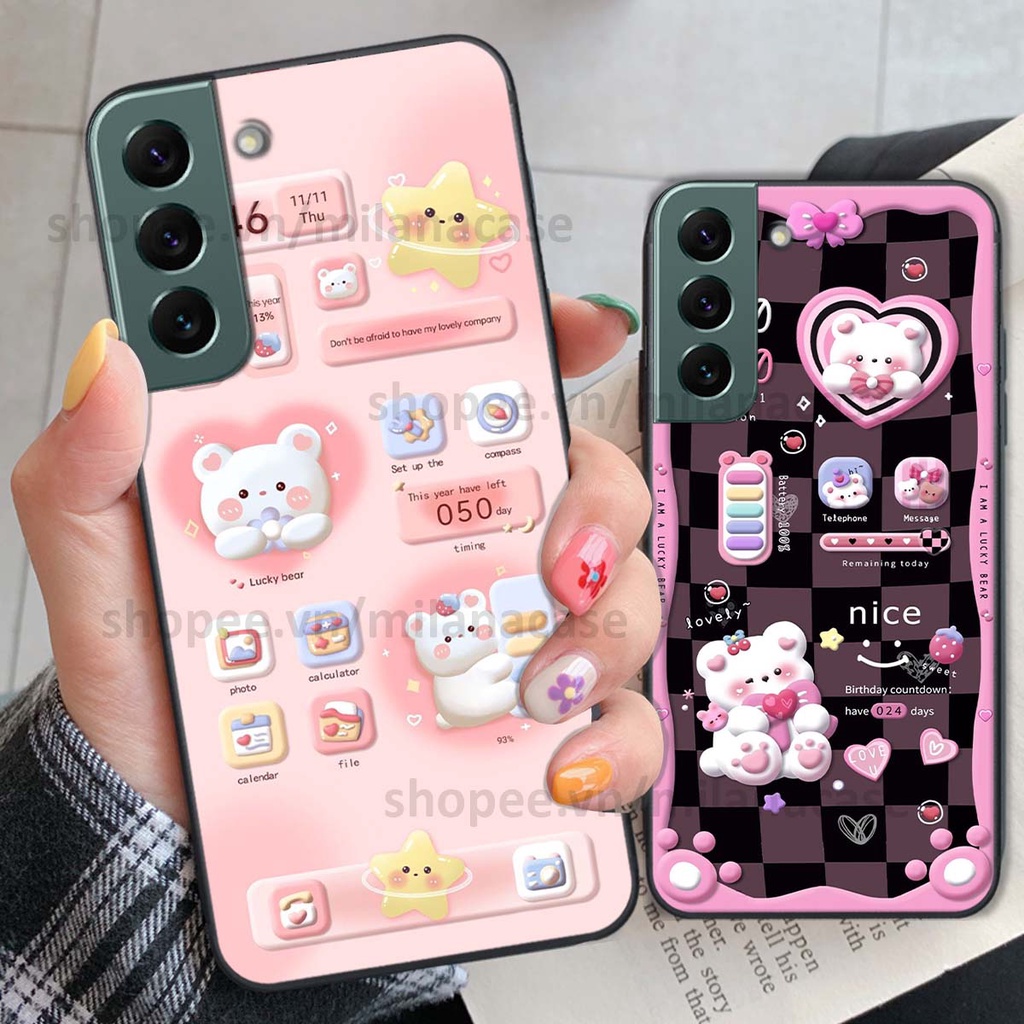 Ốp Samsung S22 / S22 Plus / S22 Ultra / S22+ hình đồng hồ icon gấu mèo cute cực dễ thương ngộ nghĩnh