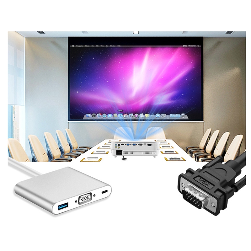 Đầu chuyển đổi USB 3.1 Loại C sang VGA+USB 3.0+PD 3 trong 1 chất lượng cao