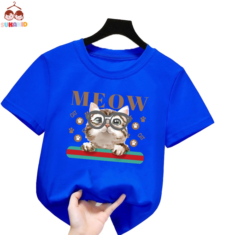 Áo thun trẻ em hình mèo meow Bé trai và gái.áo cho bé từ 6kg-30kg.AL58.