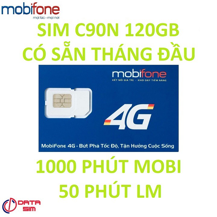 Sim 4G C90N MOBIFONE MỖI NGÀY 4GB 1000 PHÚT NỘI MẠNG 50 PHÚT LIÊN MẠNG CÓ SẴN THÁNG ĐẦU