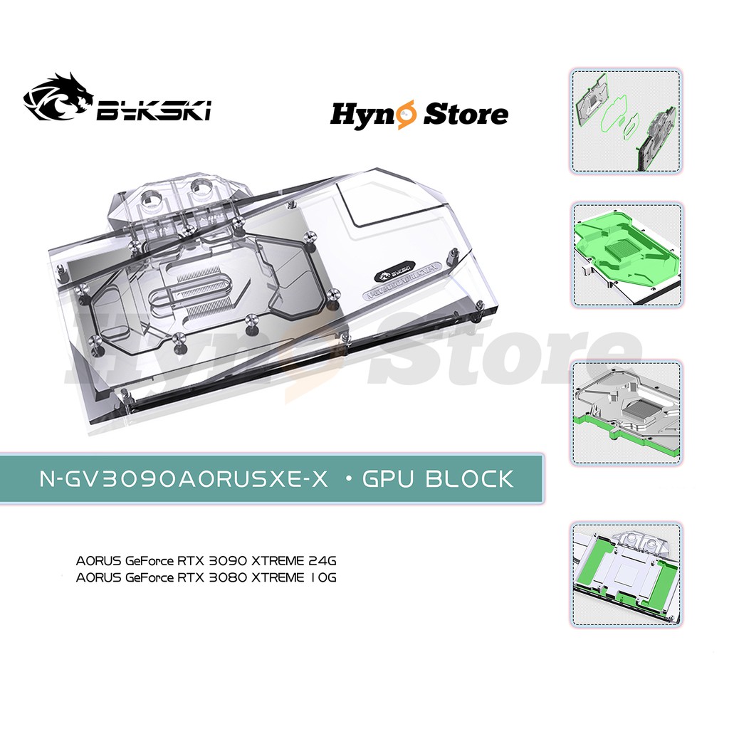 Block tản nhiệt nước VGA Gigabyte 3090 AORUS EXTREME tản nhiệt nước custom Hyno Store