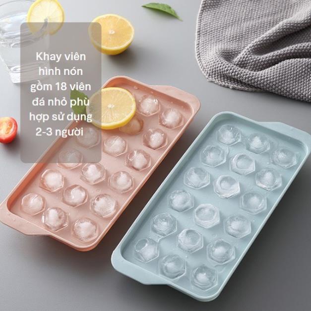 Khay Làm Đá Thạch Bi Có Nắp Nhựa Tròn Làm Hoa Quả Trái Cây Khuôn Đá Viên Tròn 33 Viên