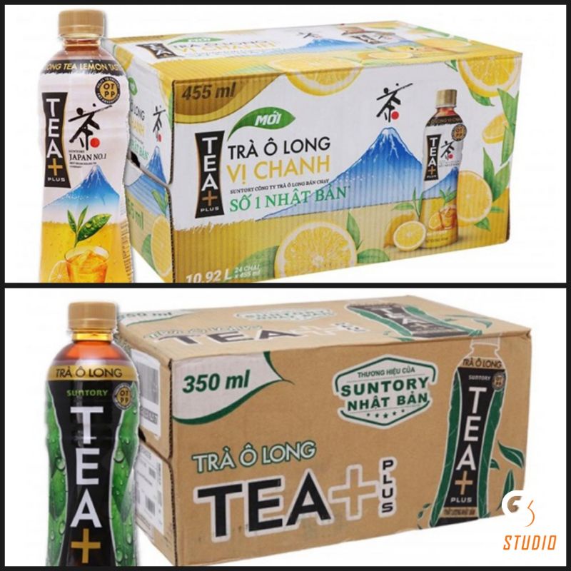 Thùng 24 chai trà ô long tea + plus 350ml/ thùng 24 chai trà ô long chanh 350ml
