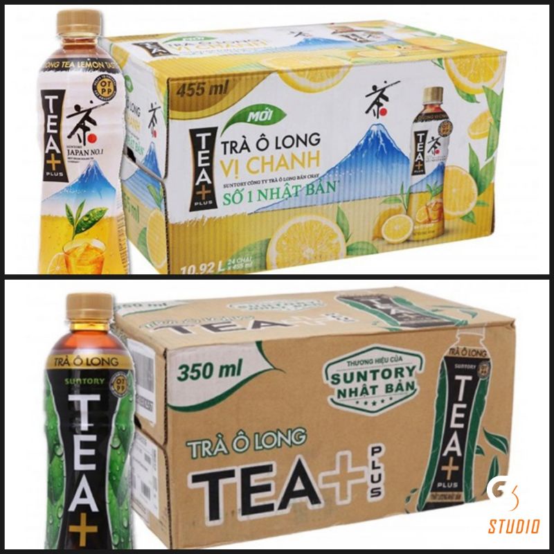 thùng 24 chai trà ô long tea + plus 350ml/ thùng 24 chai trà ô long chanh 350ml