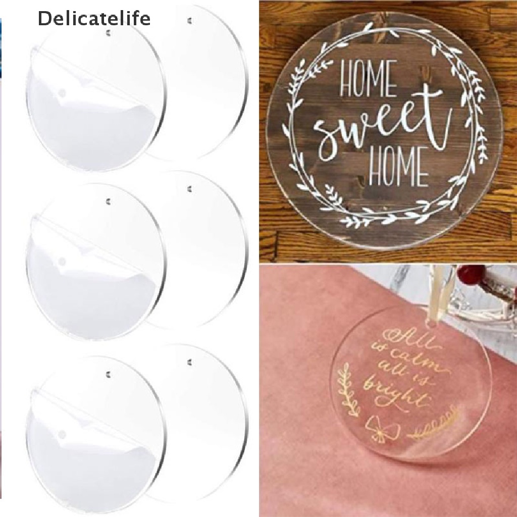 Set 10 mặt dây chuyền hình tròn bằng acrylic trong suốt DIY