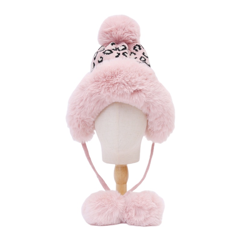 Mũ Len Dệt Kim In Họa Tiết Da Báo Chống Gió Ấm Áp