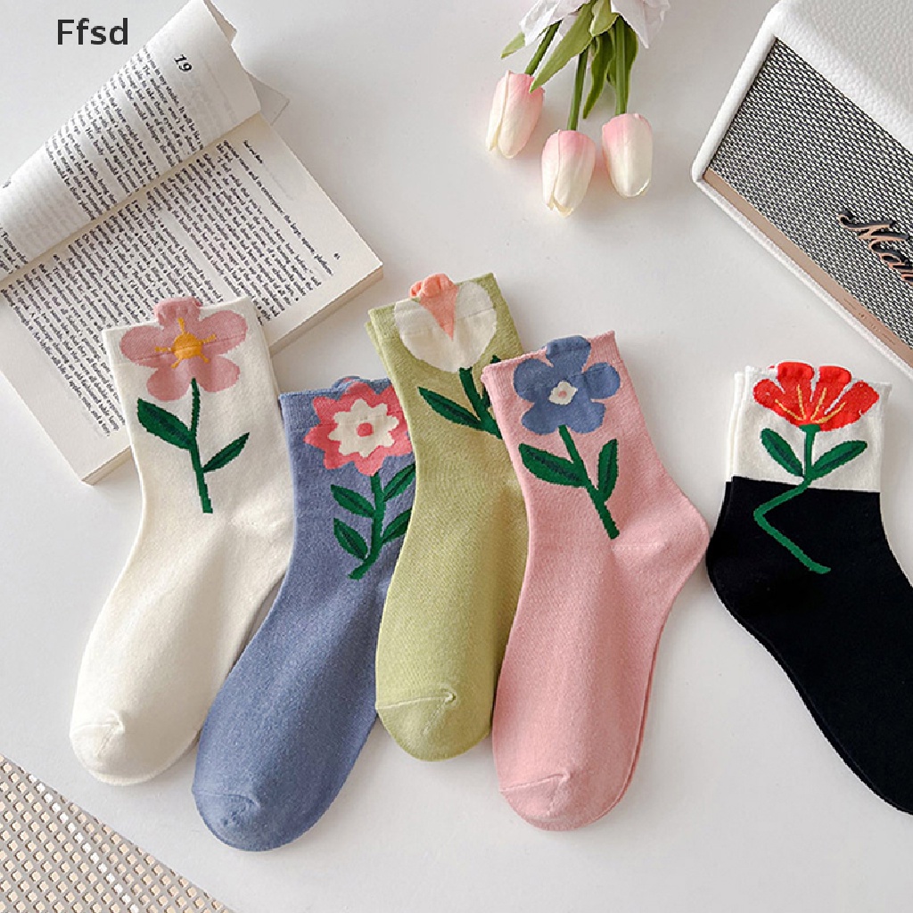 {Ffsd} Vớ Cotton Cổ Vừa Họa Tiết Hoa Lolita Nhật Bản Ngọt Ngào Hợp Thời Trang Mới Cho Nữ * Bán Chạy